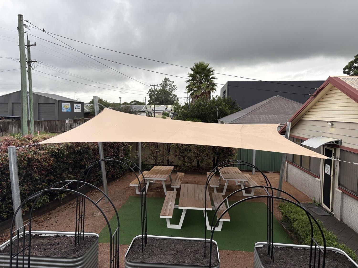 Waterproof PVC patio cover keeping the rain out