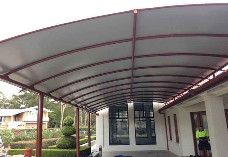 Curved walkway canopy
