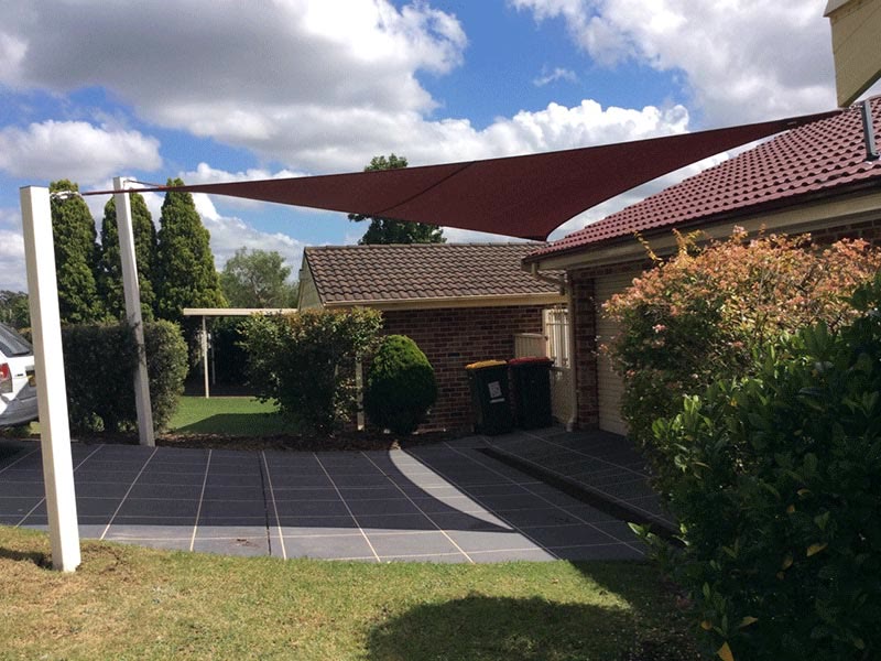 Shade sail over driveway