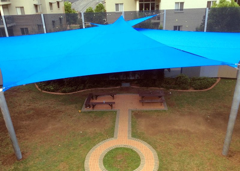 Shade sails at the Campbelltown hospital precinct