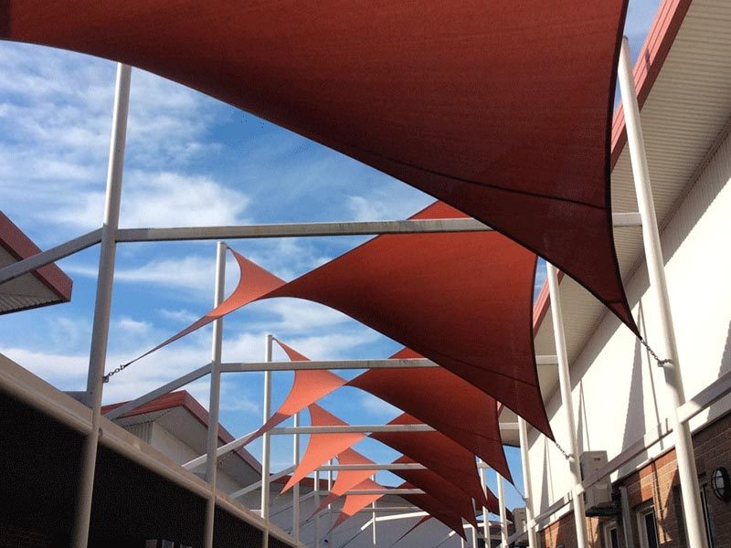 Terracotta shade sails at Glenmore Park